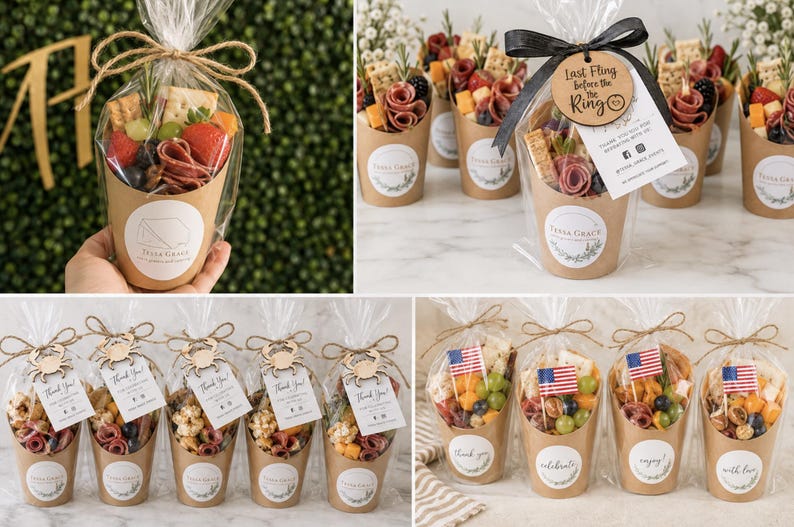 Brown Charcuterie Favor Cups with Fancy Toothpicks - Set of 20 - Pretty Party Boxx