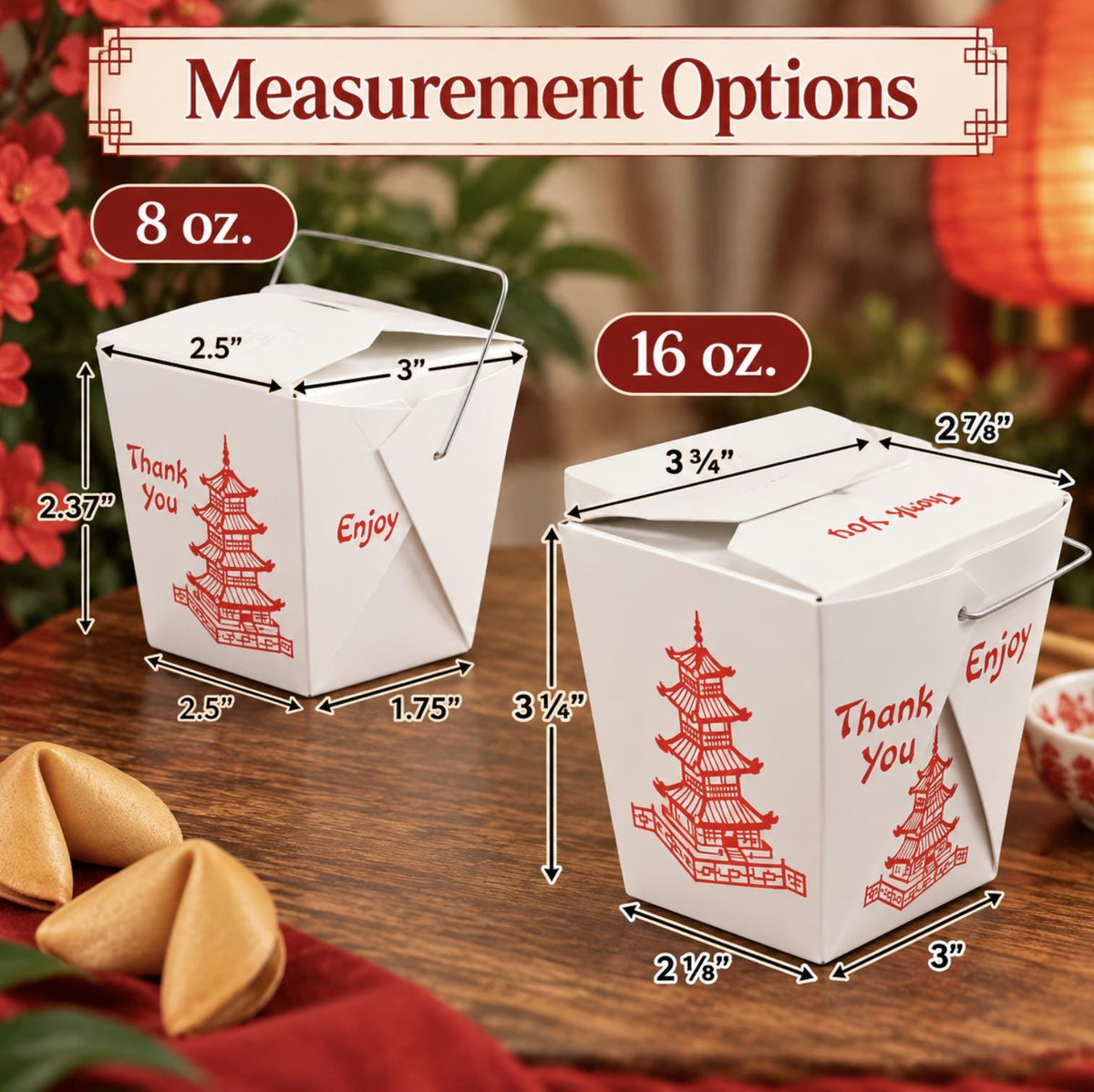 White or Kraft Chinese Take Out Boxes with Chopsticks Set - Pretty Party Boxx