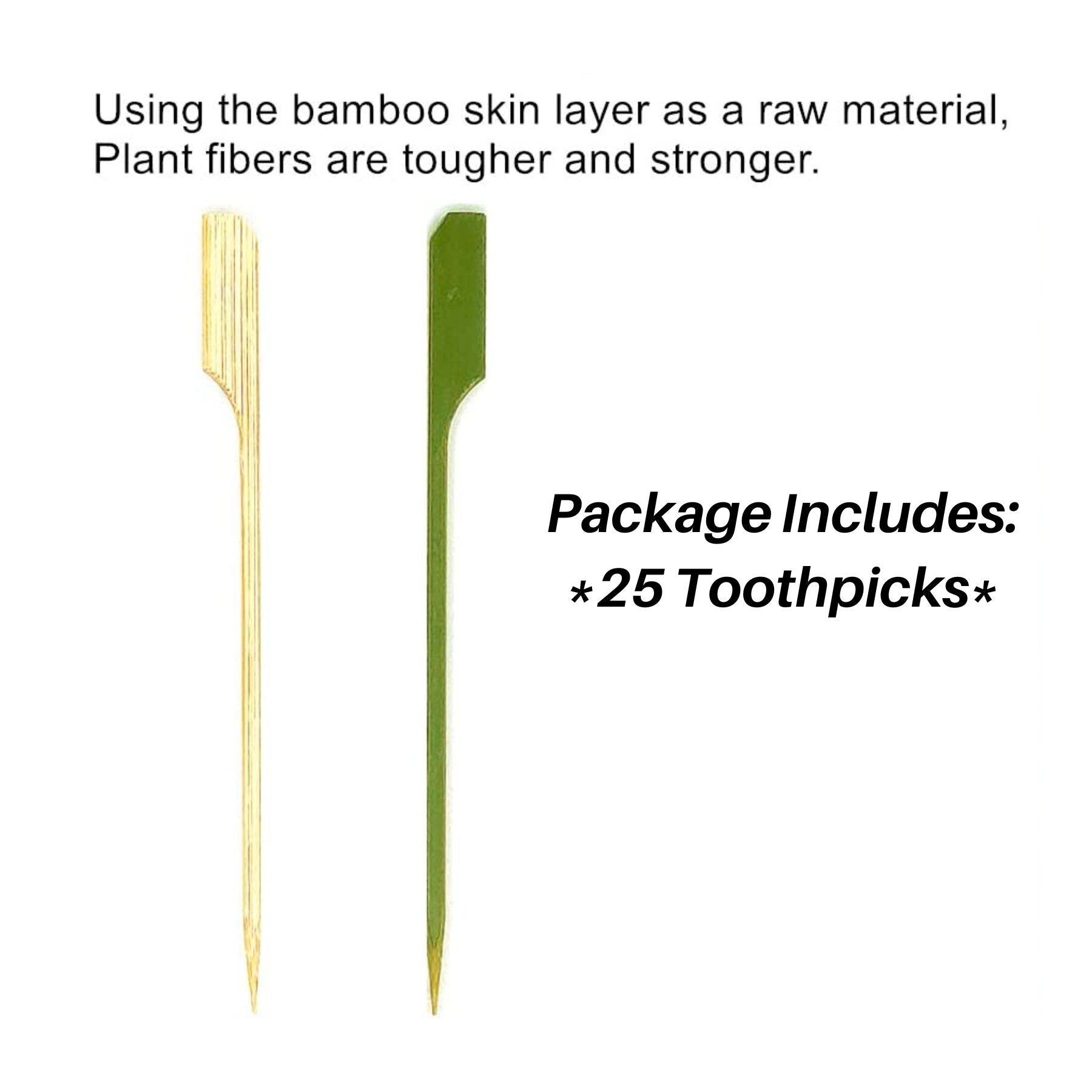 Green and natural plant fiber charcuterie toothpicks close-up