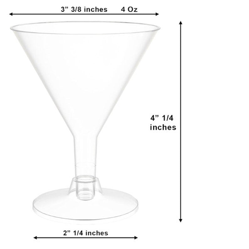 Acrylic martini appetizer cup dimensions 4oz with base and stem
