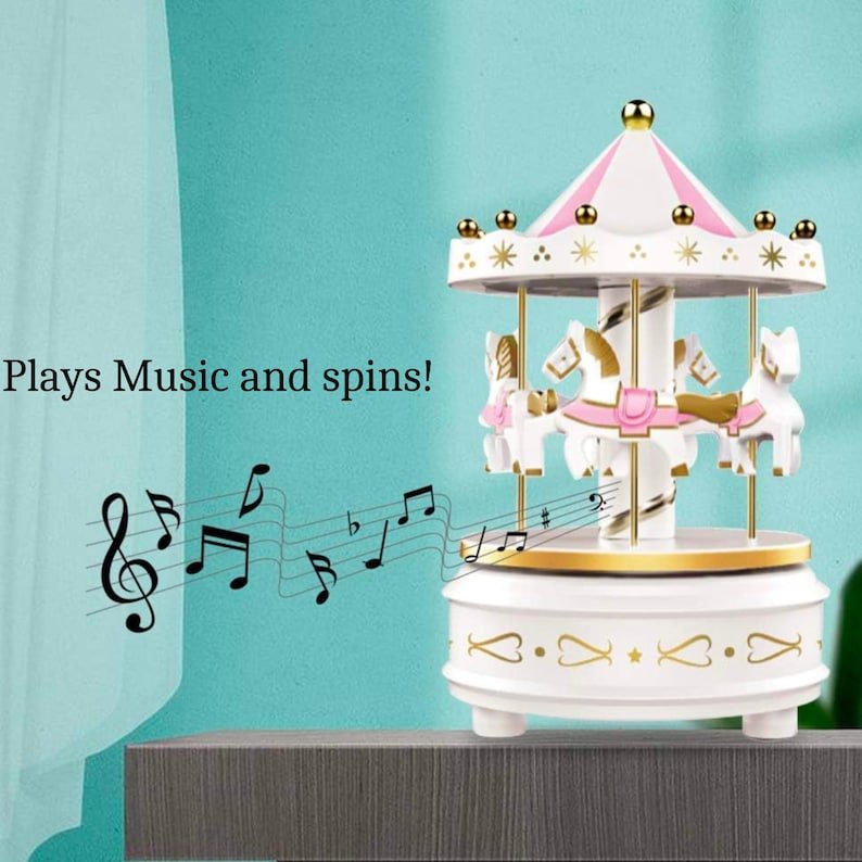 Musical Spinning Carousel Horse Cake Topper with LED Lights – Perfect for Magical Celebrations - Pretty Party Boxx