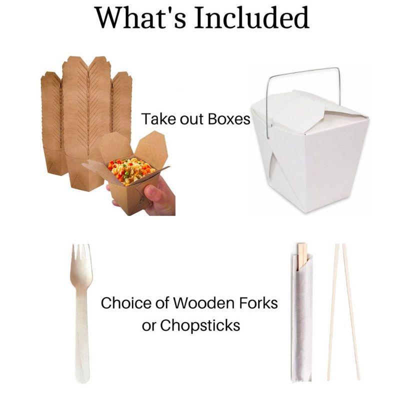 Stack of kraft Chinese food containers paired with chopsticks wooden.