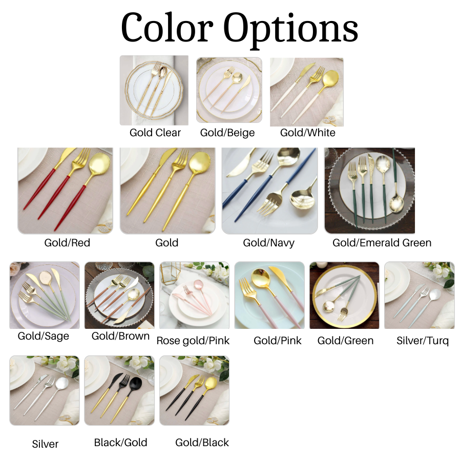 24-Pack Plastic Utensil Set with Roman Column Handles – Elegant Disposable Cutlery for Weddings, Parties & Events