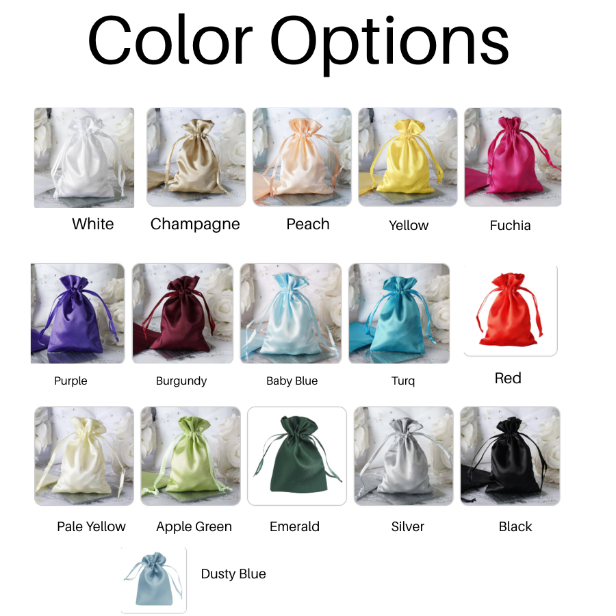 Satin Drawstring Favor Bags – Wedding & Party Gift Bags - Set of 12