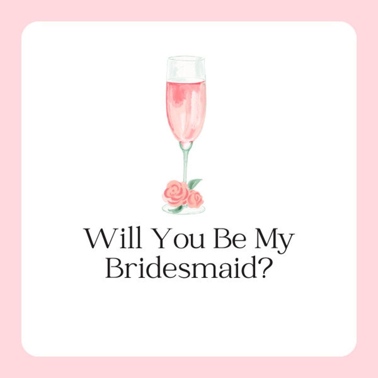 Bridesmaid proposal sticker with champagne glass design on mini pizza box
