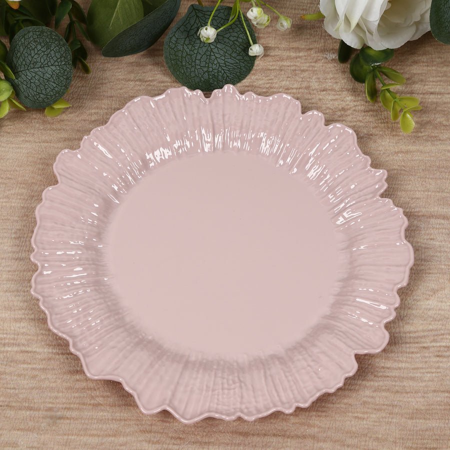 20 - Pack Reef Design Round Plastic Dessert Plates – Elegant Disposable Party Plates for Weddings, Events & Catering