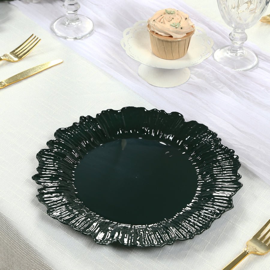 20 - Pack Reef Design Round Plastic Dessert Plates – Elegant Disposable Party Plates for Weddings, Events & Catering