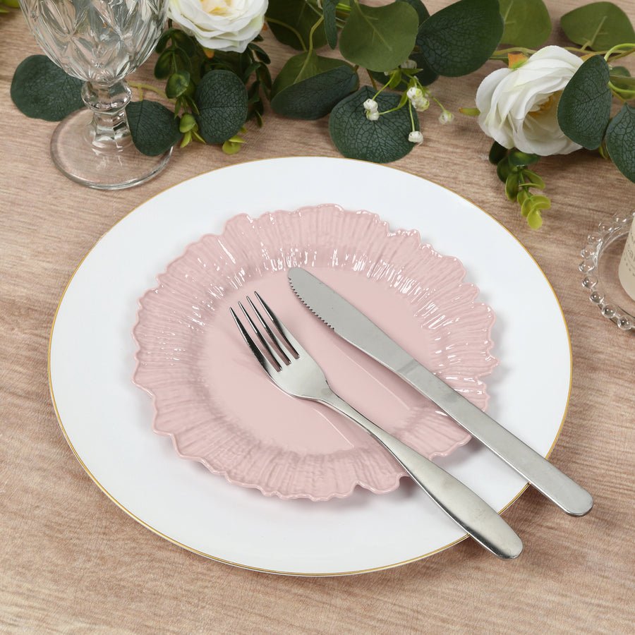 20 - Pack Reef Design Round Plastic Dessert Plates – Elegant Disposable Party Plates for Weddings, Events & Catering