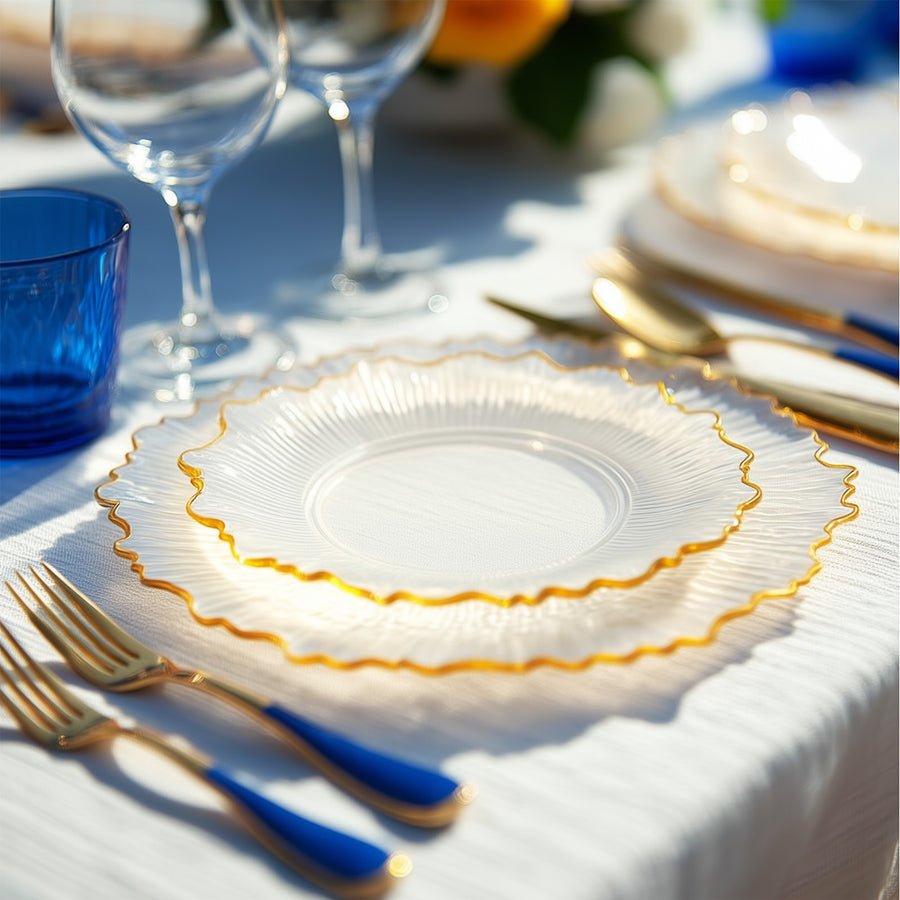 20 - Pack Reef Design Round Plastic Dessert Plates – Elegant Disposable Party Plates for Weddings, Events & Catering