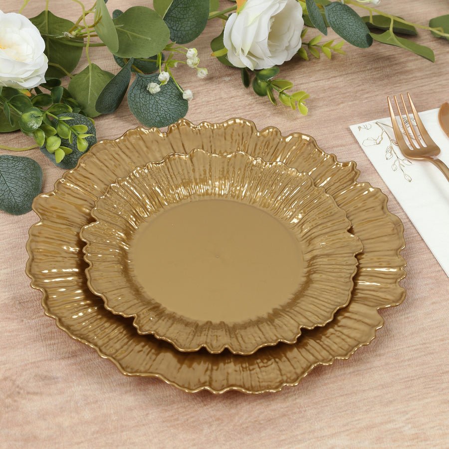 20 - Pack Reef Design Round Plastic Dessert Plates – Elegant Disposable Party Plates for Weddings, Events & Catering