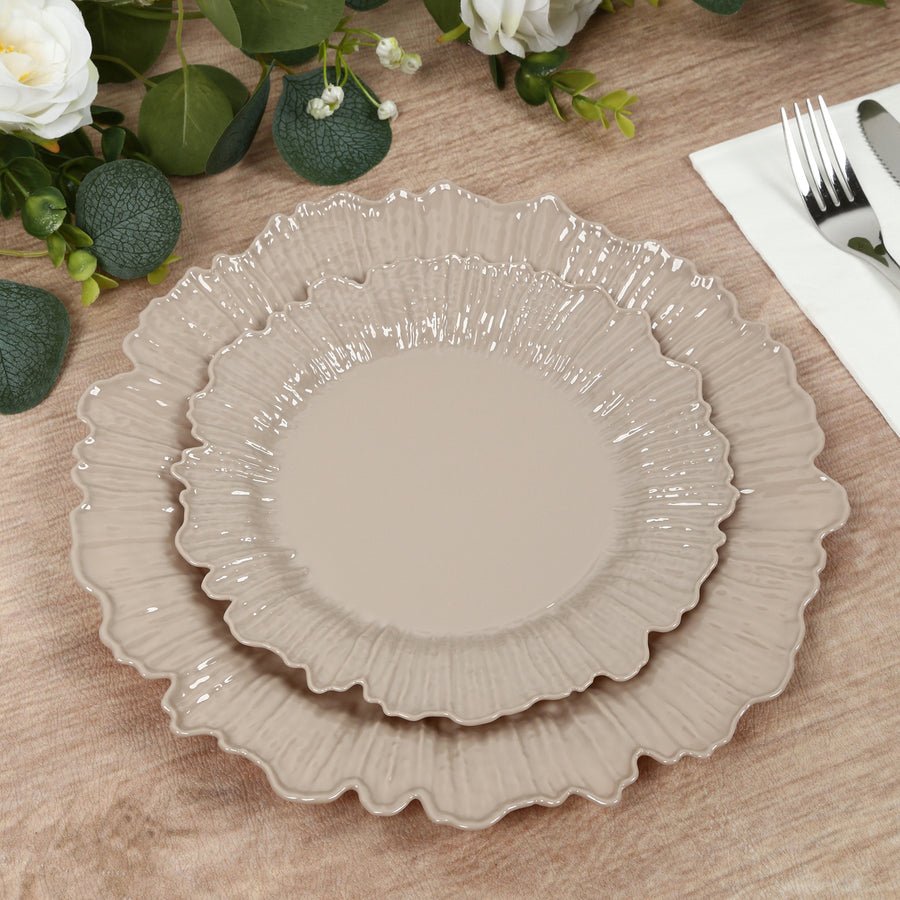 20 - Pack Reef Design Round Plastic Dessert Plates – Elegant Disposable Party Plates for Weddings, Events & Catering