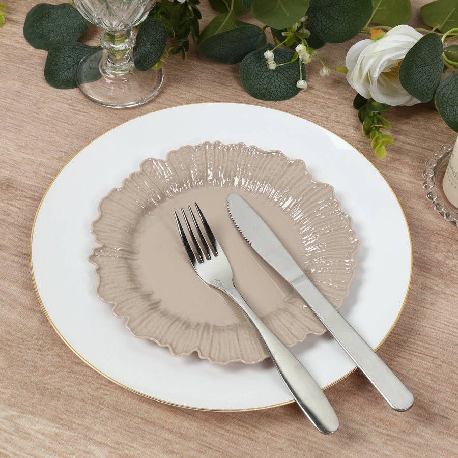 20 - Pack Reef Design Round Plastic Dessert Plates – Elegant Disposable Party Plates for Weddings, Events & Catering