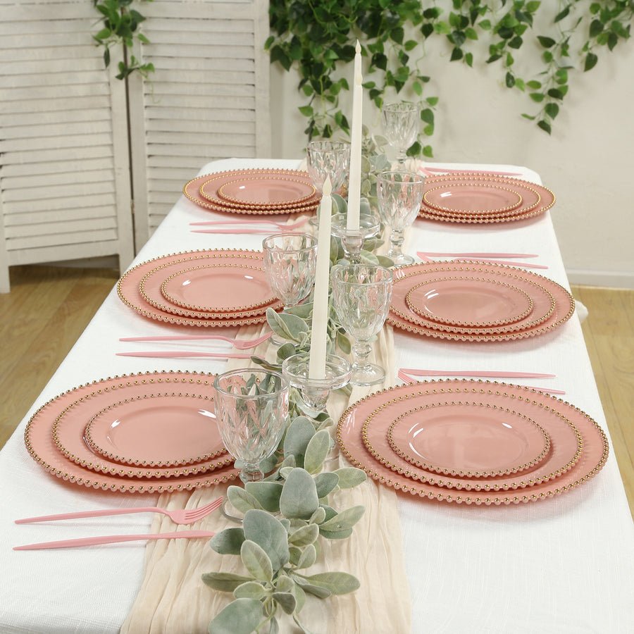 10 - Pack Beaded Rim Round Fancy Disposable Plates - Pretty Party Boxx