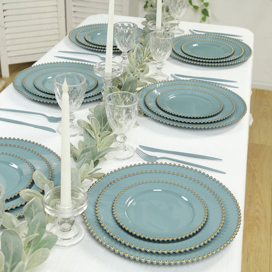10 - Pack Beaded Rim Round Fancy Disposable Plates - Pretty Party Boxx