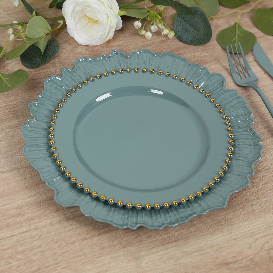 10 - Pack Beaded Rim Round Fancy Disposable Plates - Pretty Party Boxx