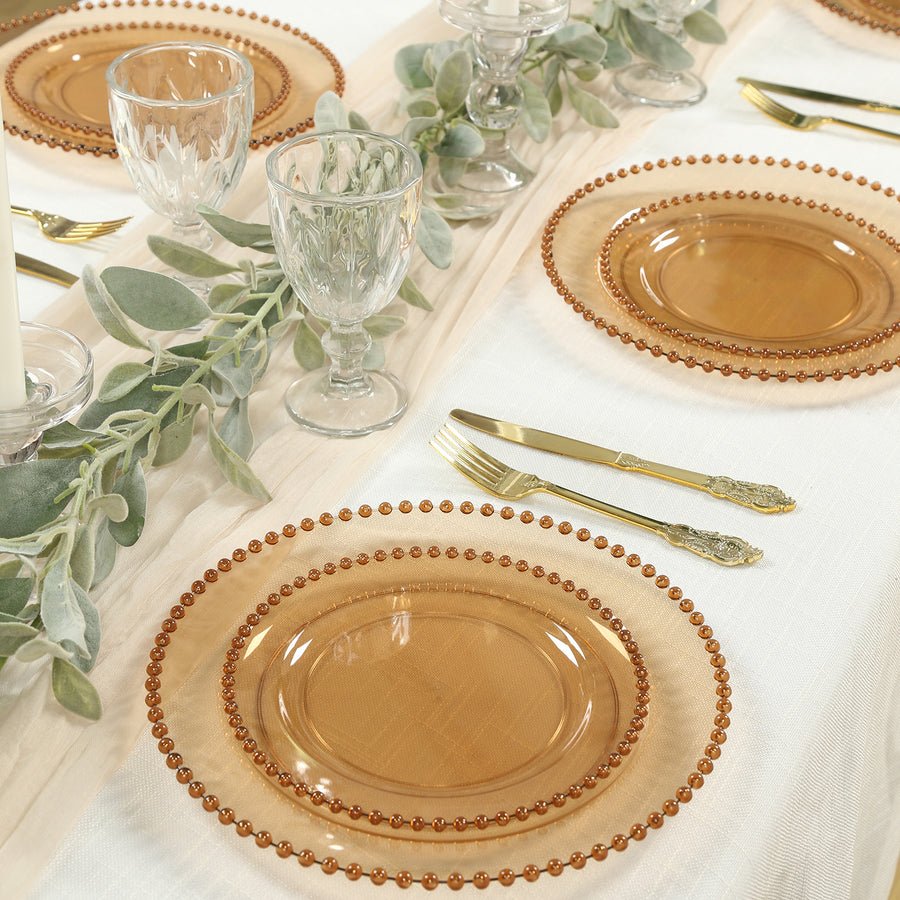 10 - Pack Beaded Rim Round Fancy Disposable Plates - Pretty Party Boxx