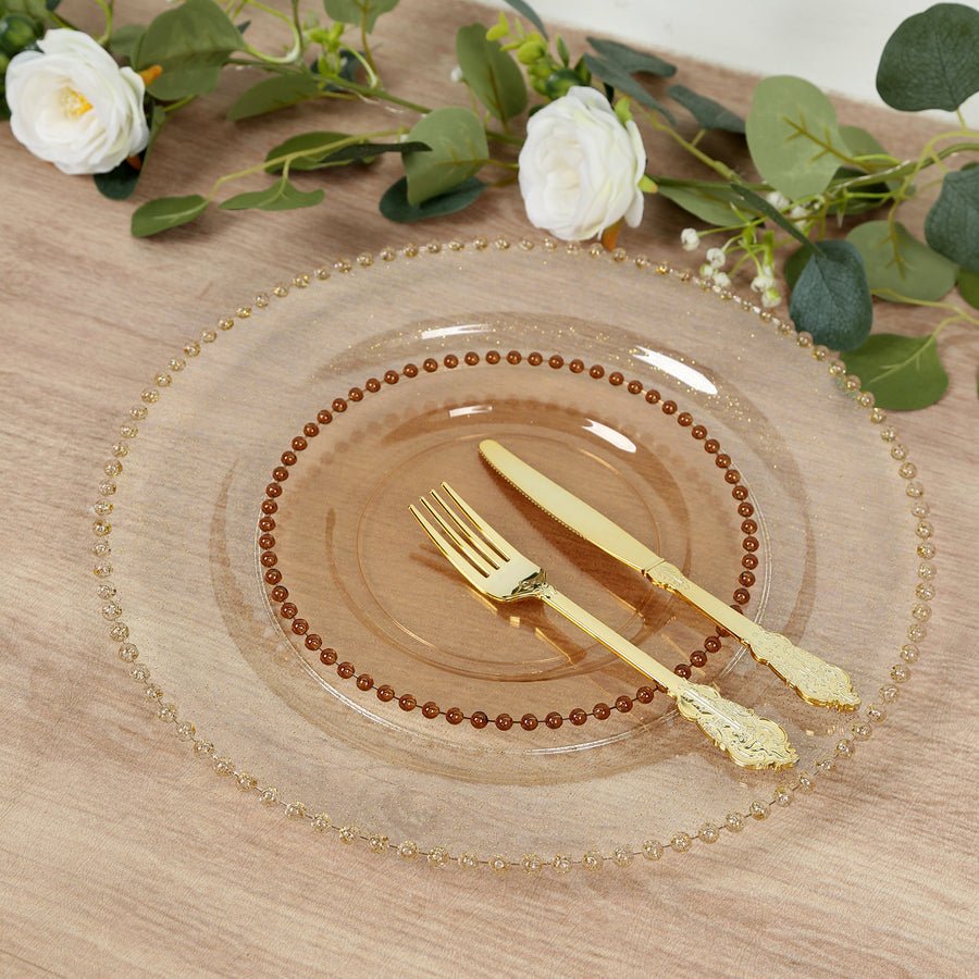 10 - Pack Beaded Rim Round Fancy Disposable Plates - Pretty Party Boxx