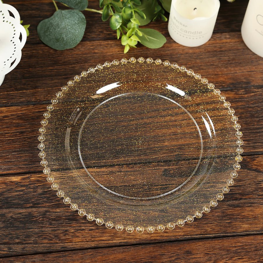 10 - Pack Beaded Rim Round Fancy Disposable Plates - Pretty Party Boxx
