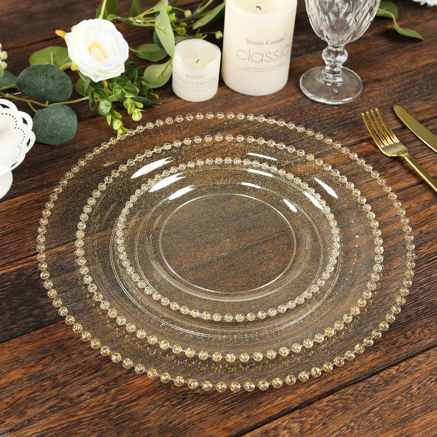 10 - Pack Beaded Rim Round Fancy Disposable Plates - Pretty Party Boxx