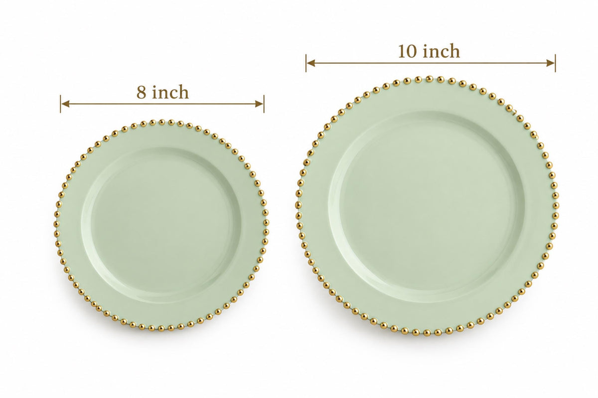 10 - Pack Beaded Rim Round Fancy Disposable Plates - Pretty Party Boxx