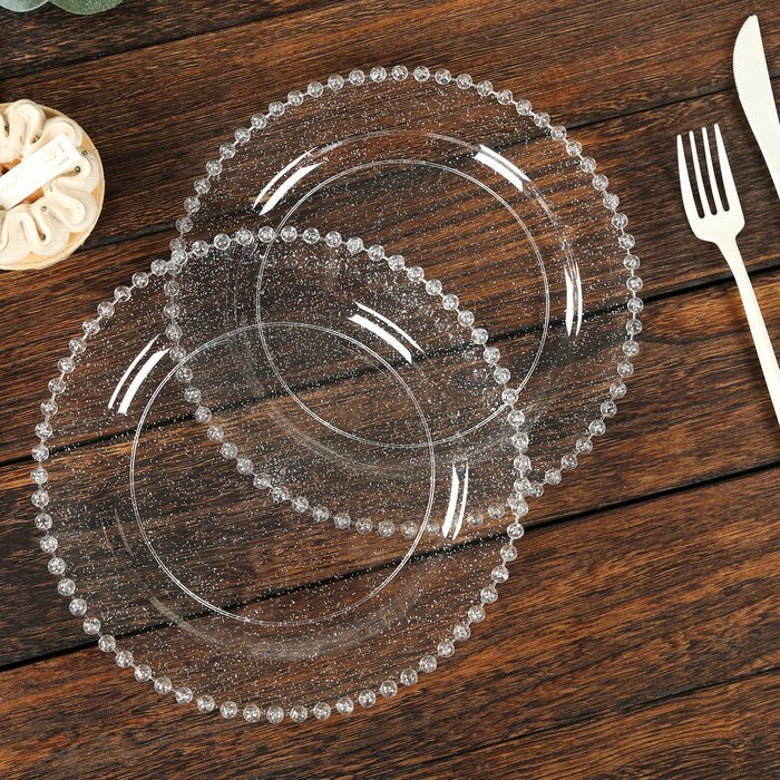 10 - Pack Beaded Rim Round Fancy Disposable Plates - Pretty Party Boxx