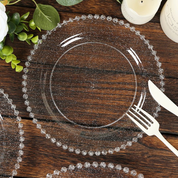 10 - Pack Beaded Rim Round Fancy Disposable Plates - Pretty Party Boxx