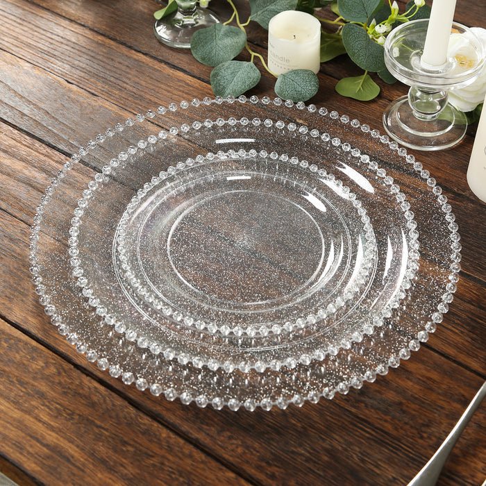 10 - Pack Beaded Rim Round Fancy Disposable Plates - Pretty Party Boxx