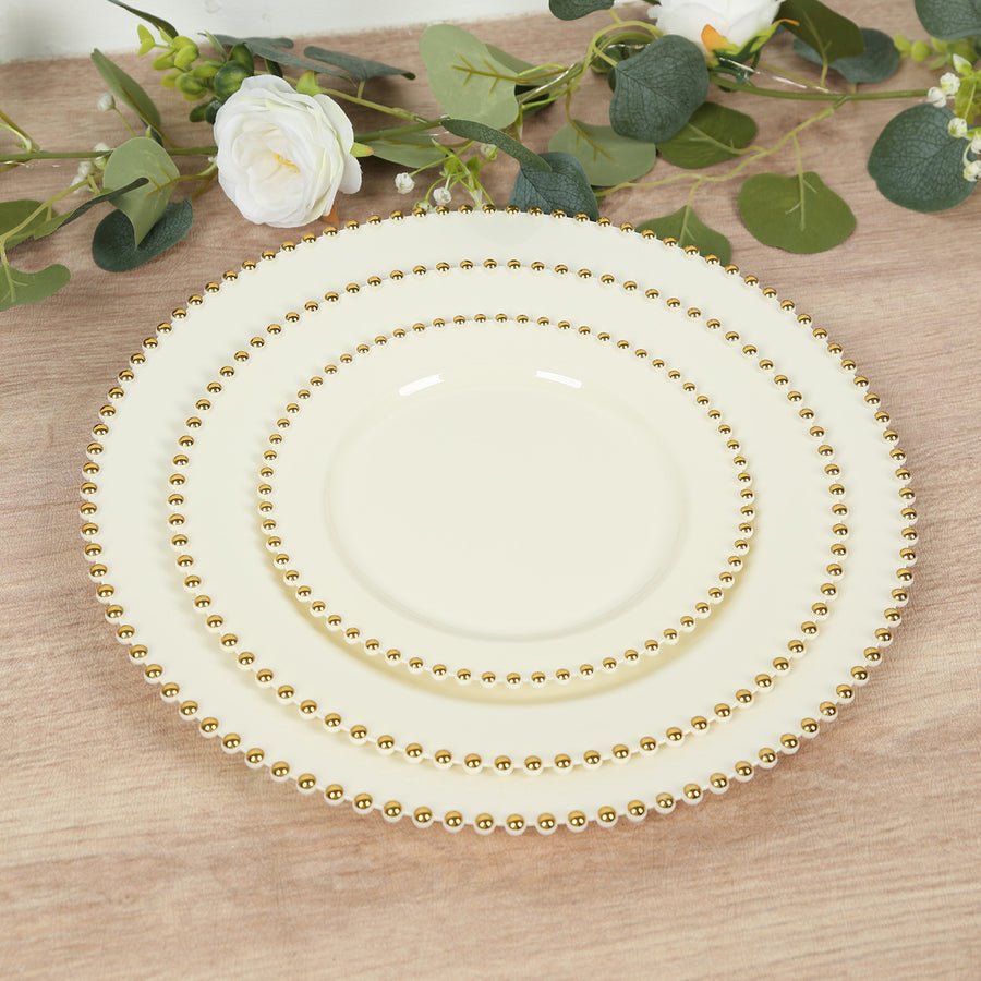 10 - Pack Beaded Rim Round Fancy Disposable Plates - Pretty Party Boxx