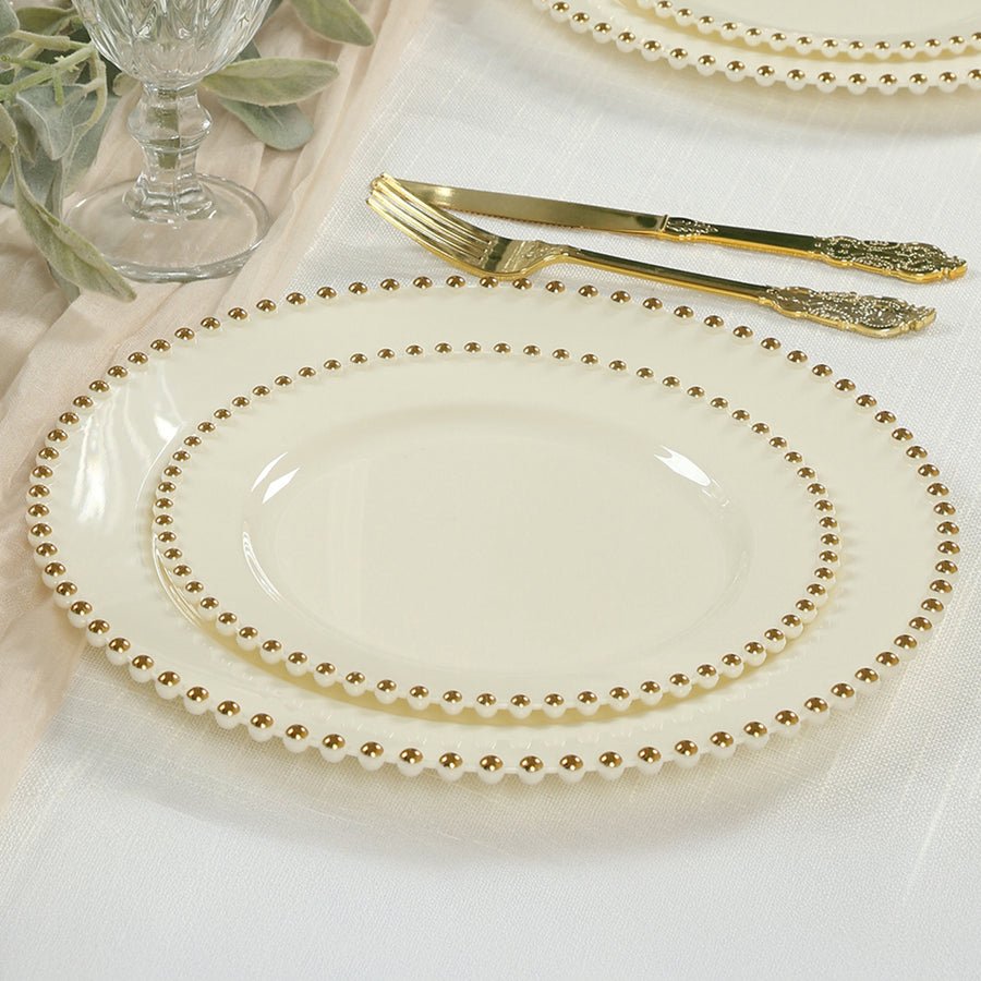 10 - Pack Beaded Rim Round Fancy Disposable Plates - Pretty Party Boxx