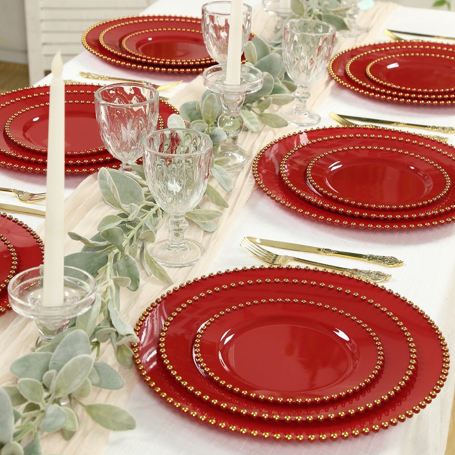 10 - Pack Beaded Rim Round Fancy Disposable Plates - Pretty Party Boxx