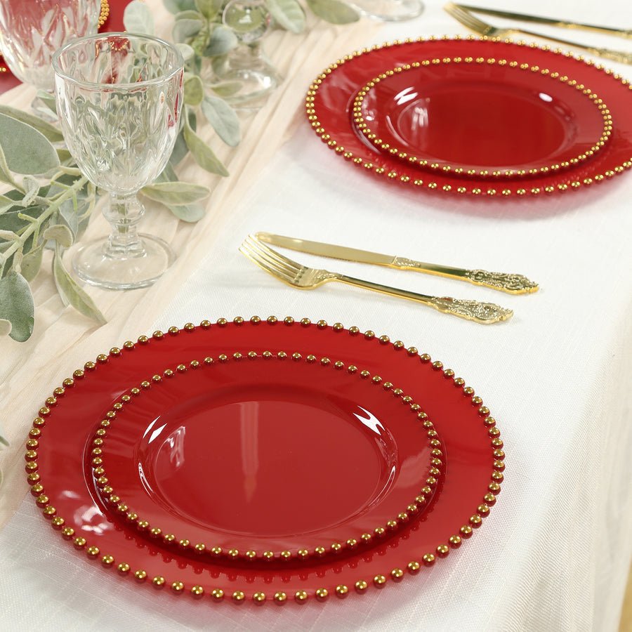 10 - Pack Beaded Rim Round Fancy Disposable Plates - Pretty Party Boxx