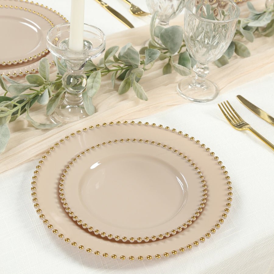 10 - Pack Beaded Rim Round Fancy Disposable Plates - Pretty Party Boxx
