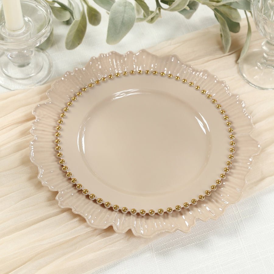 10 - Pack Beaded Rim Round Fancy Disposable Plates - Pretty Party Boxx