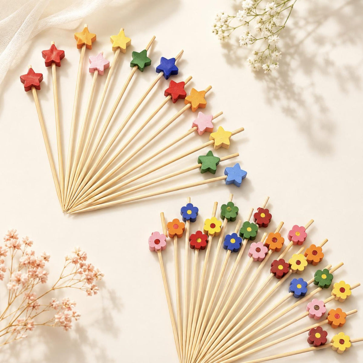 Decorative Themed Fancy Toothpicks - Fun Party Toothpicks for Cocktails & Appetizers - Pretty Party Boxx