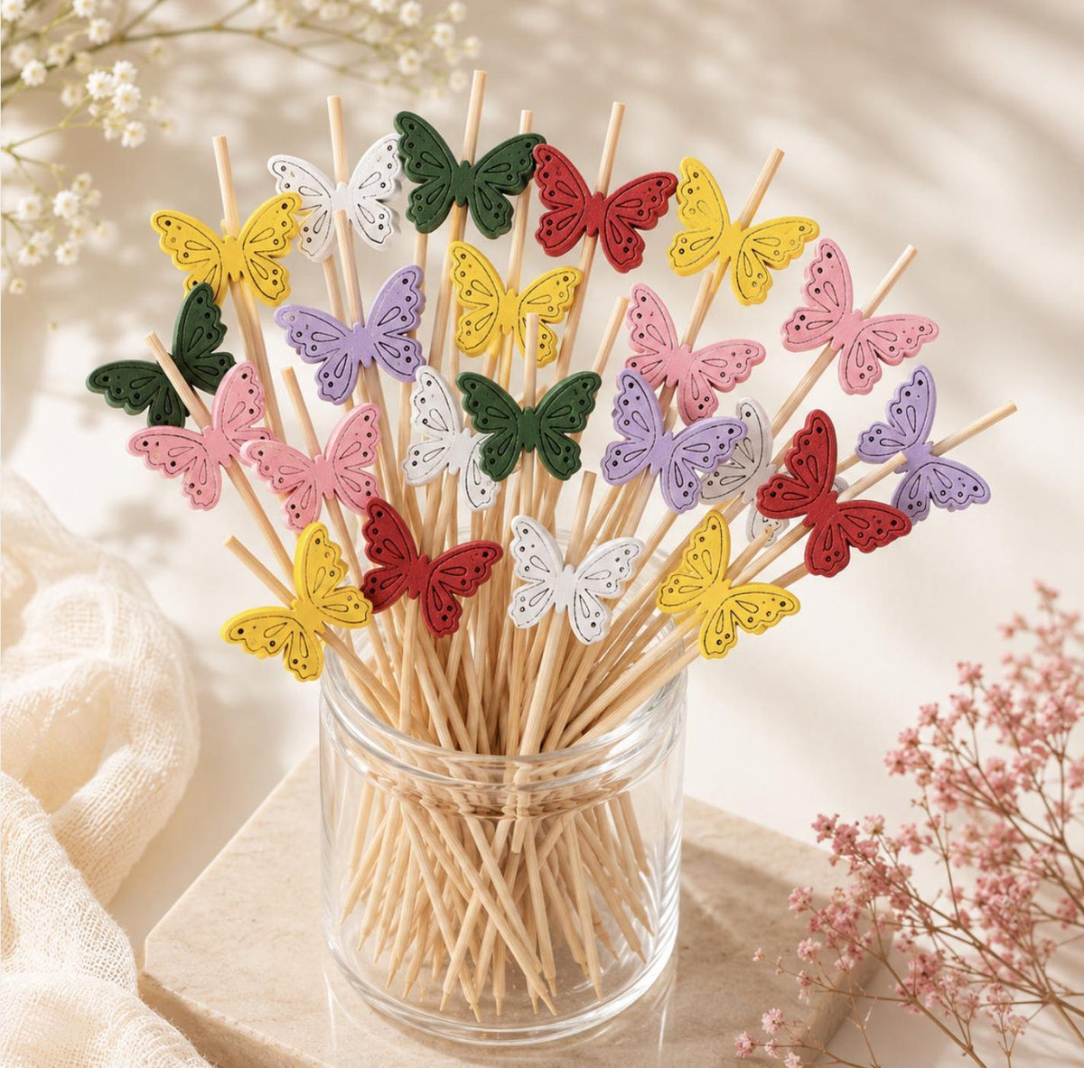 Decorative Themed Fancy Toothpicks - Fun Party Toothpicks for Cocktails & Appetizers - Pretty Party Boxx