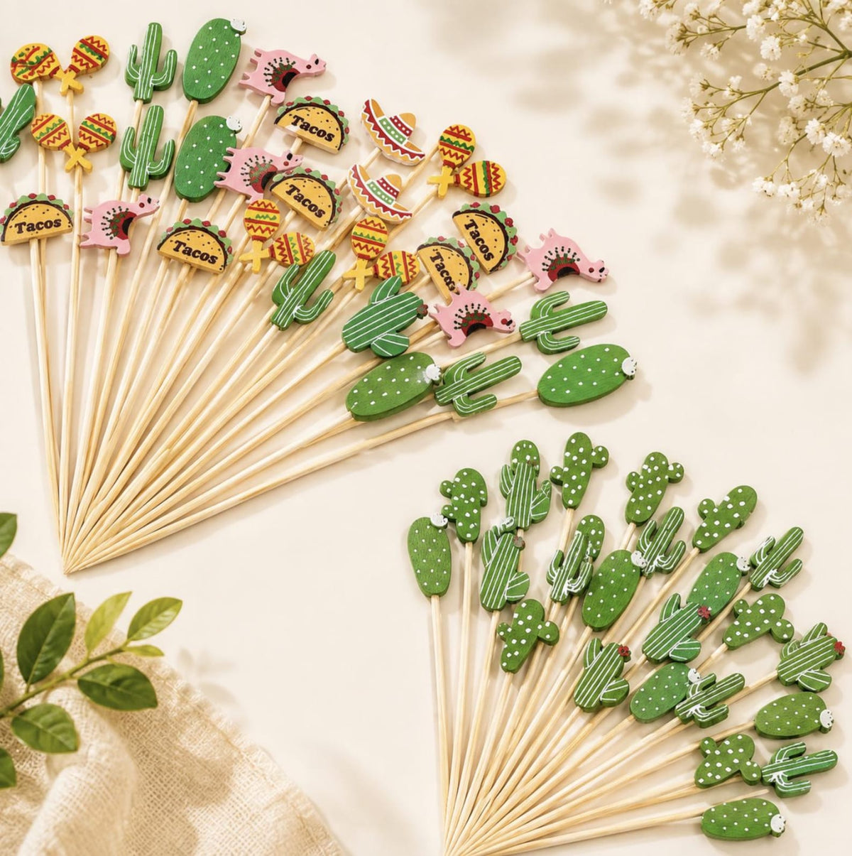 Decorative Themed Fancy Toothpicks - Fun Party Toothpicks for Cocktails & Appetizers - Pretty Party Boxx