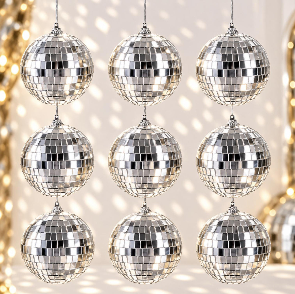 Silver Mirror Disco Ball Set – Hanging Party Decorations in Assorted Sizes - Set of 2 - Pretty Party Boxx