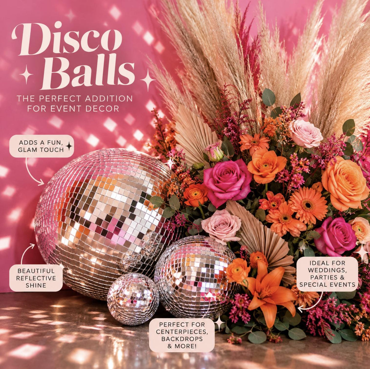 Silver Mirror Disco Ball Set – Hanging Party Decorations in Assorted Sizes - Set of 2 - Pretty Party Boxx