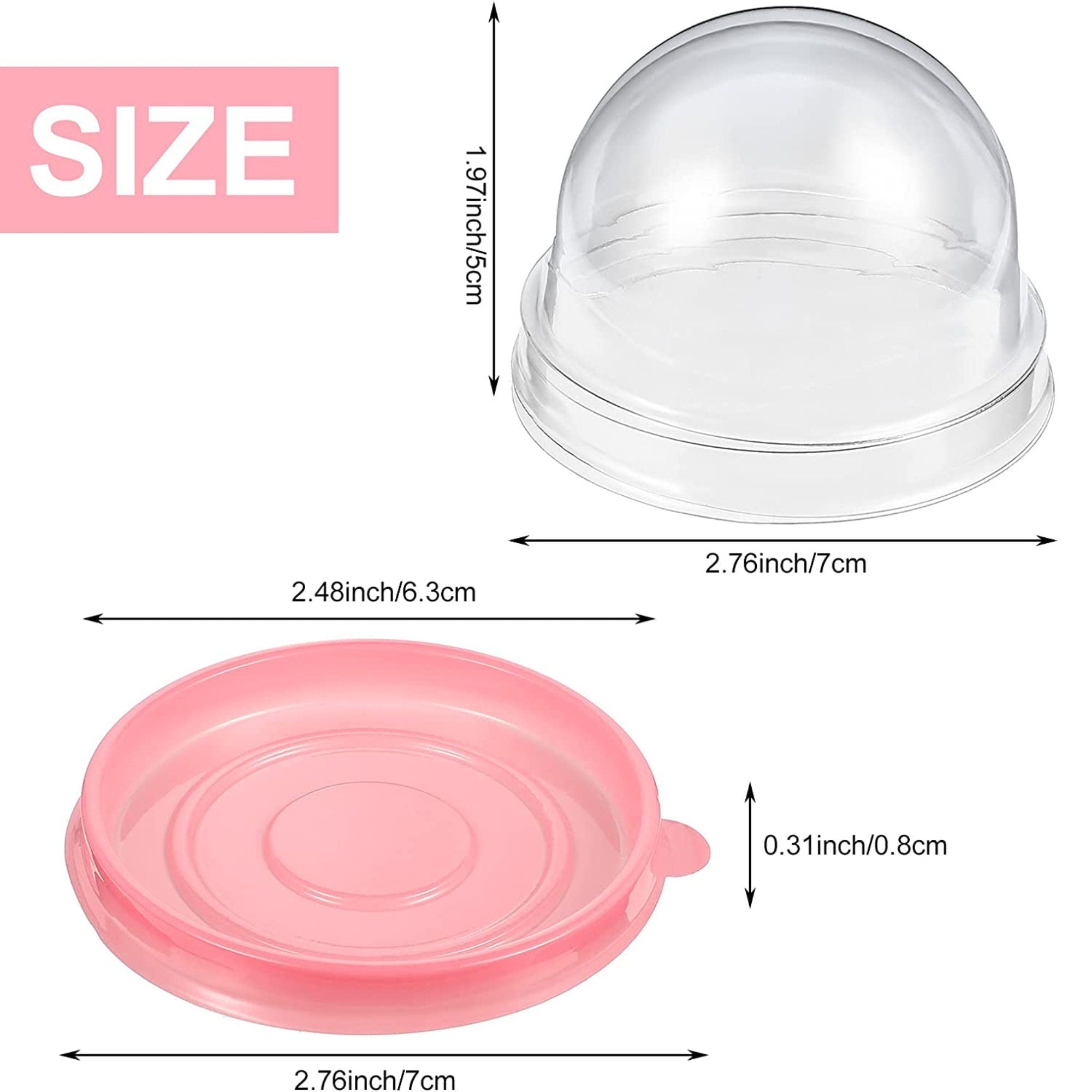 Size chart showing measurements of dome macaroon boxes for accurate fit.