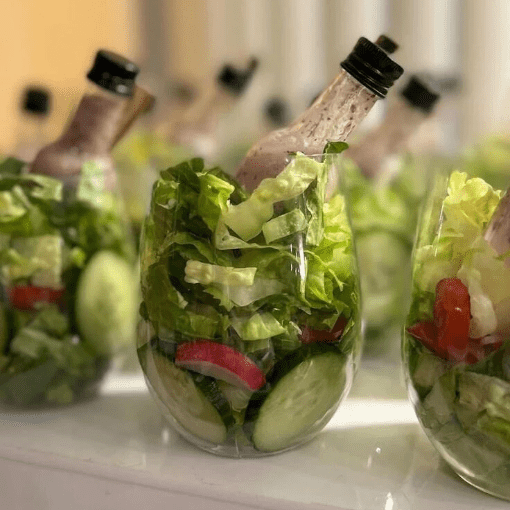 Acrylic Salad Cups with Mini Dressing Bottles & Forks - Set of 20 - Pretty Party Boxx
