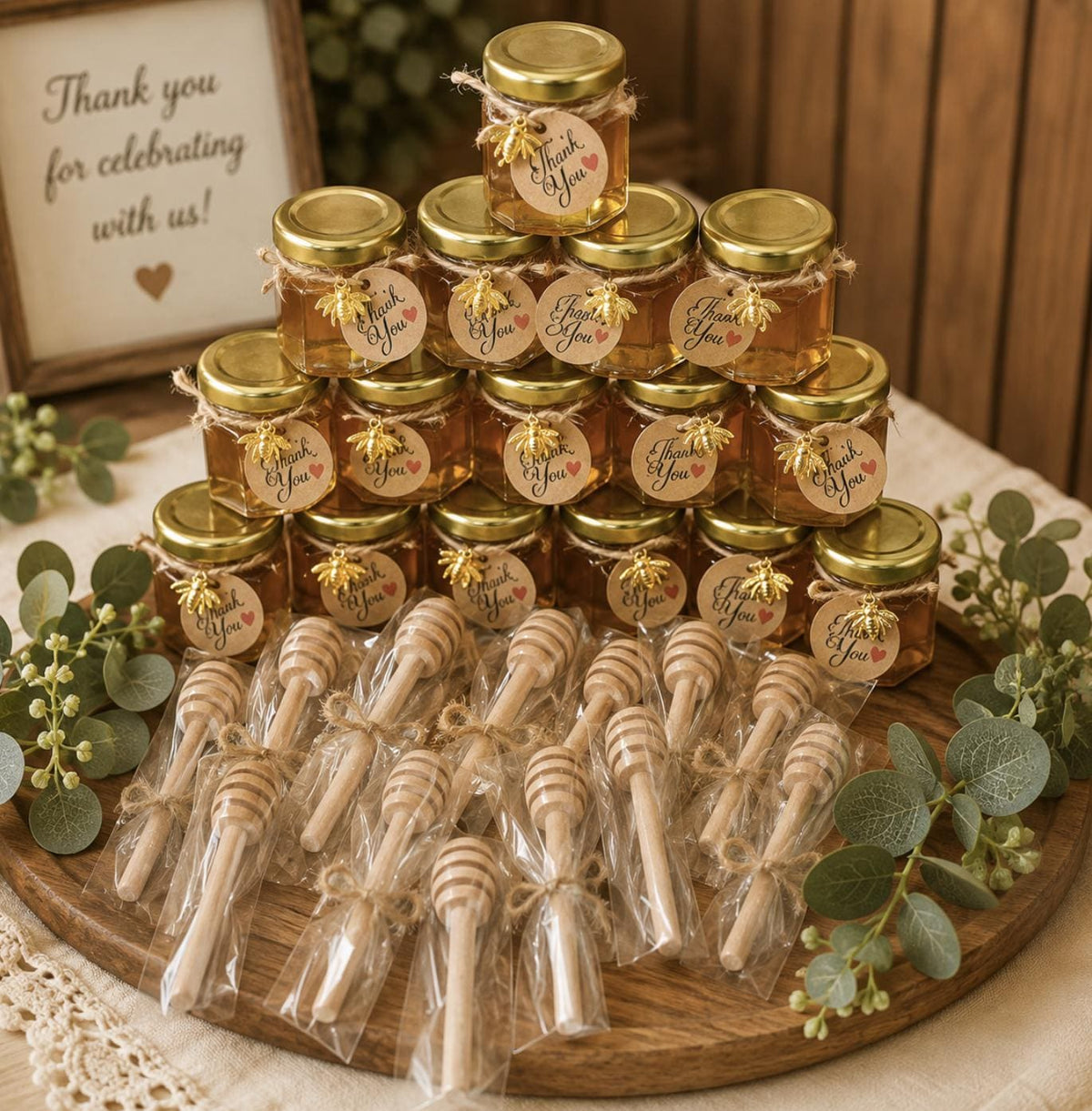 DIY Mini Honey Jars with Dippers – Party Favor Gift Filled With Honey - Pretty Party Boxx
