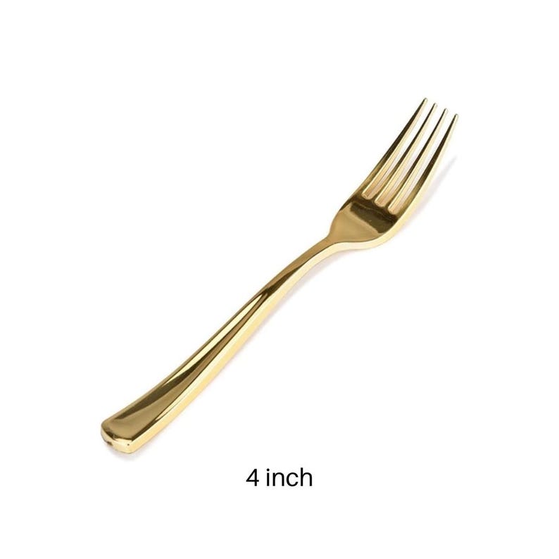 Gold mini fork for appetizers, desserts, and catering displays