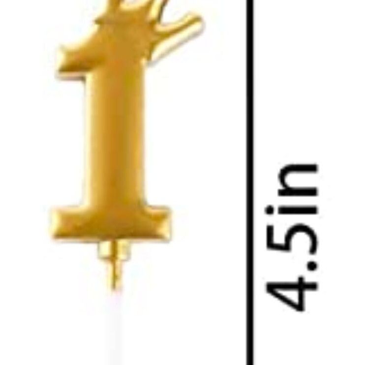 Gold number 1 birthday candle for first birthday decor and cake decoration