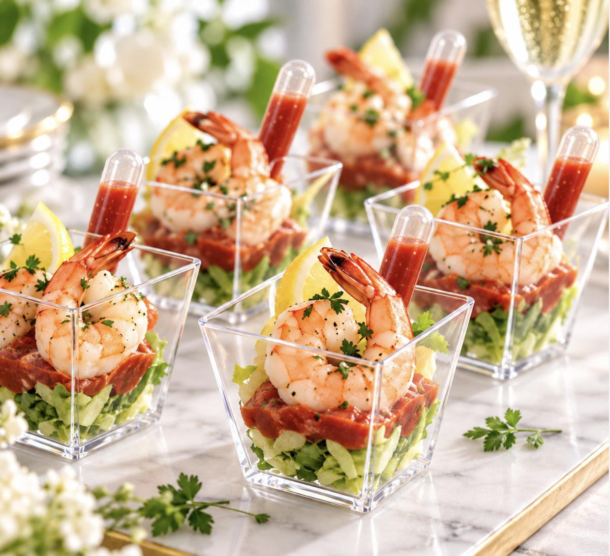 Charcuterie Cups Set – Clear Acrylic Cups with Pipettes and Mini Forks - Pretty Party Boxx