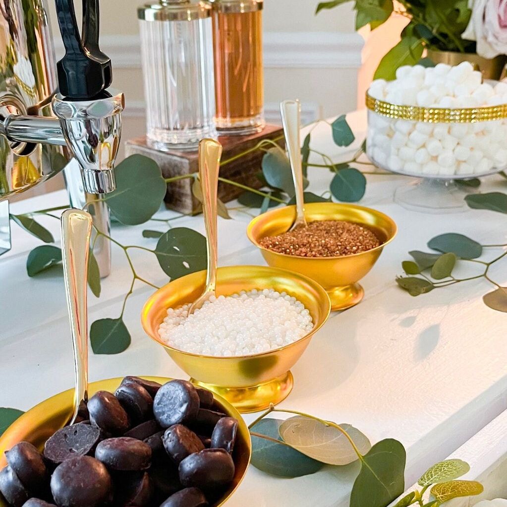 Acrylic mugs with stirrers from hot cocoa bar kit