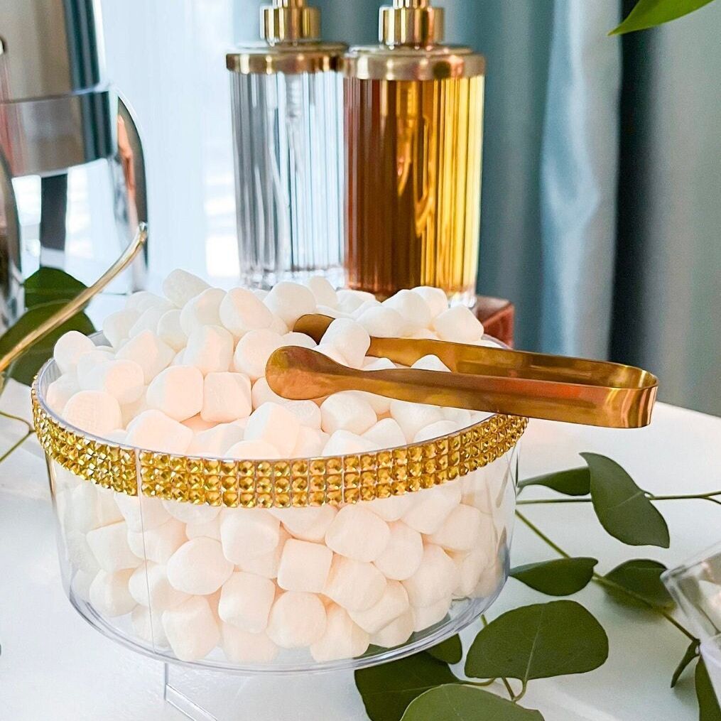 Marshmallow bowl and gold tong from hot cocoa bar kit