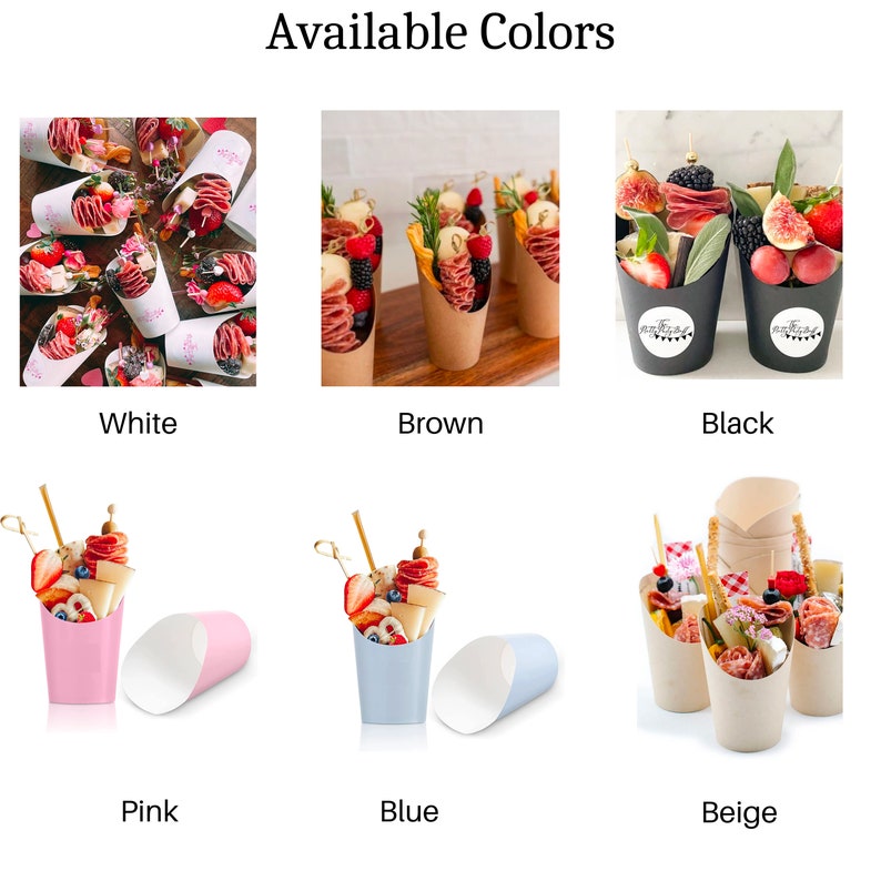 Kraft paper charcuterie cup with desserts and a wooden toothpick for parties.