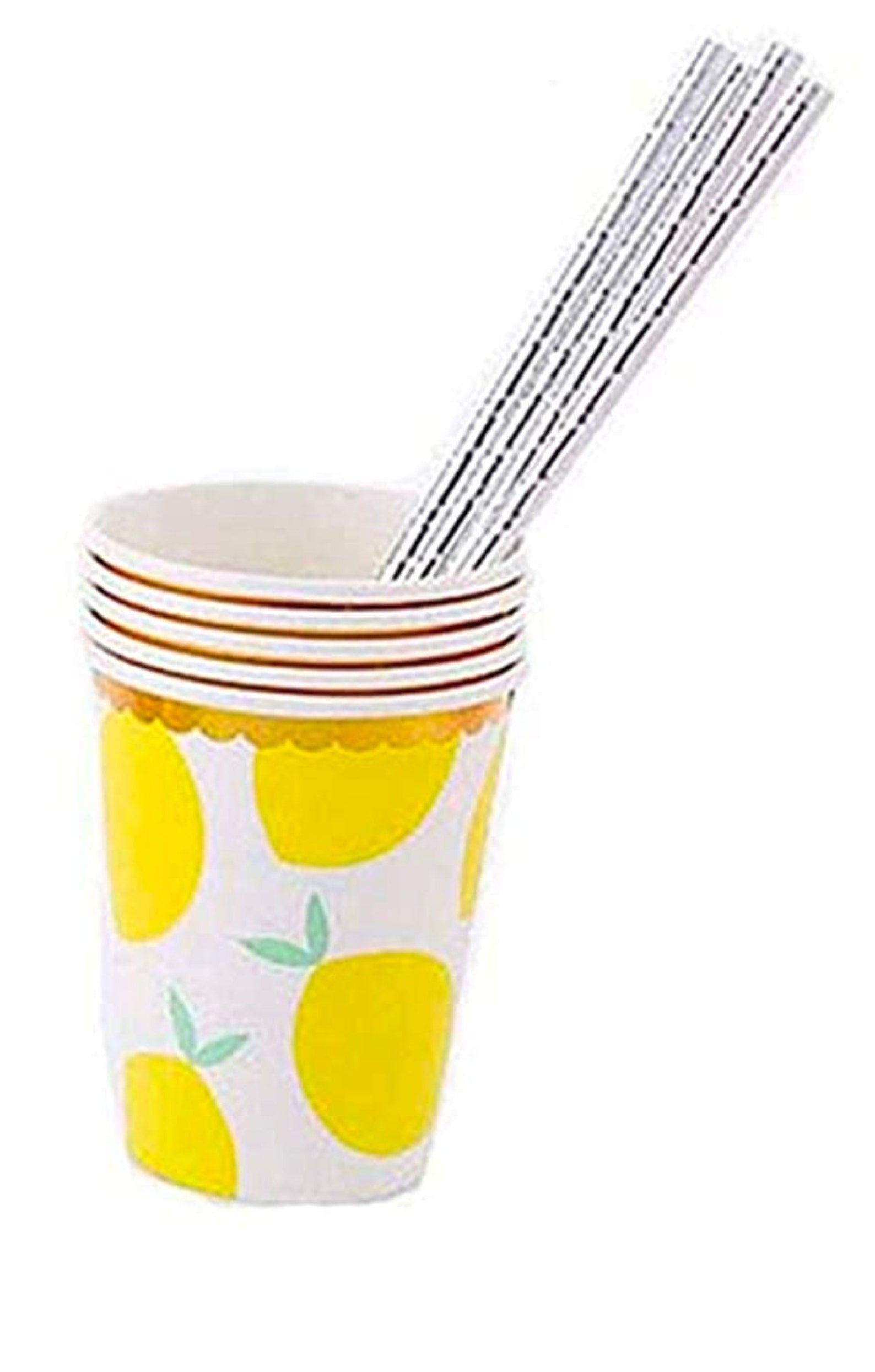 Lemon Party Tableware Set – Lemon Plates, Cups, Napkins, Wooden Cutlery & Garland for 20 Guests (Summer Parties, Showers & Birthdays)