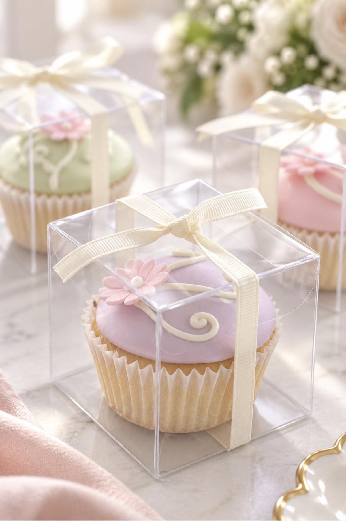 Clear Single Macaron / Macaroon & Oreo Favor Box – Transparent PET Cube for Weddings, Showers & Bakery Packaging