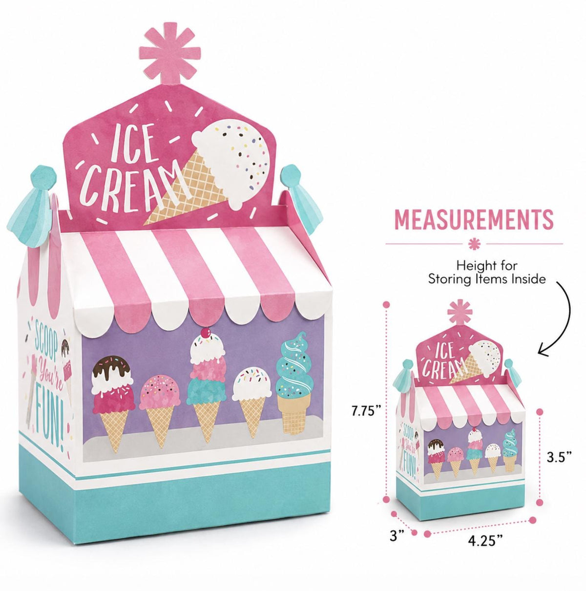 Set of 12 Ice Cream Party Favor Boxes – Pastel Ice Cream Truck, Goodie Boxes for Kids’ Birthday Parties - Pretty Party Boxx